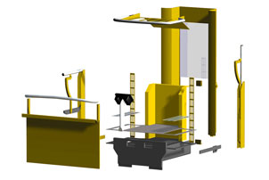 Modular assembly structure of cabin conceived and developed for lean just in time production of cabin in many dimensions and custom colors in funciton of customers request