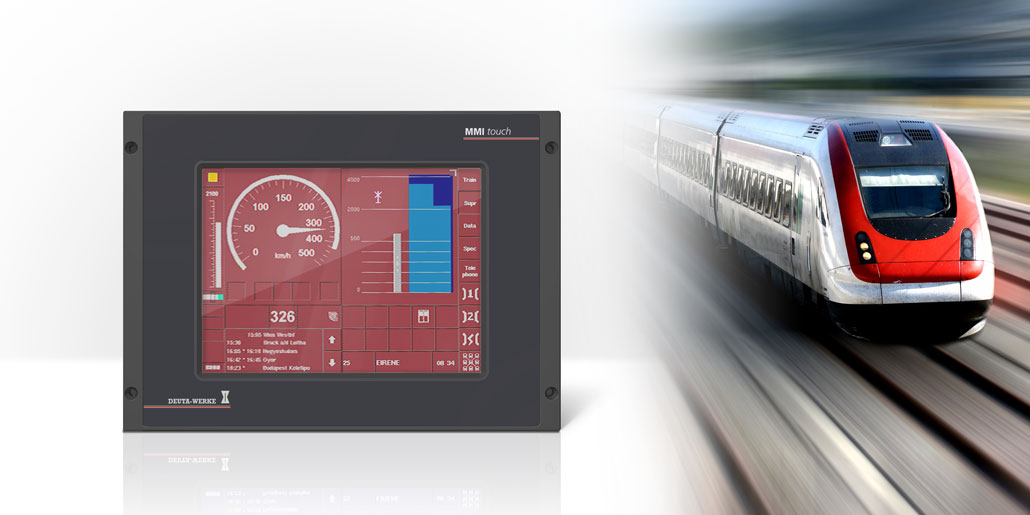 Deuta Werke Multifunctional terminal HMI with touchscreen for train operator stands cost-efficient housing engineering design quickpartners with protection IP40 and integrated heat dissipator