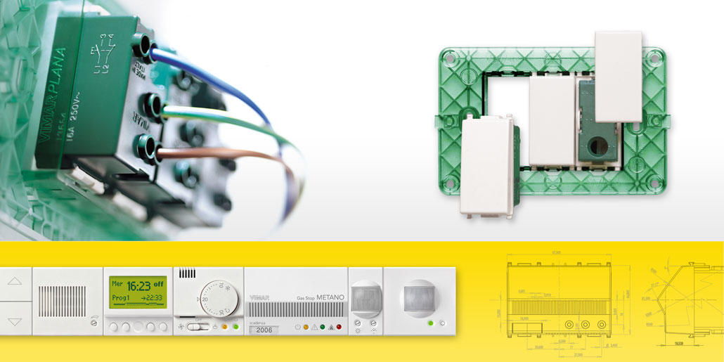 Engineeriing skills and experiences are fundamental in designing a complex product system like Plana for Vimar. A row of different modular functional blocks designed for maximum coherence of the system